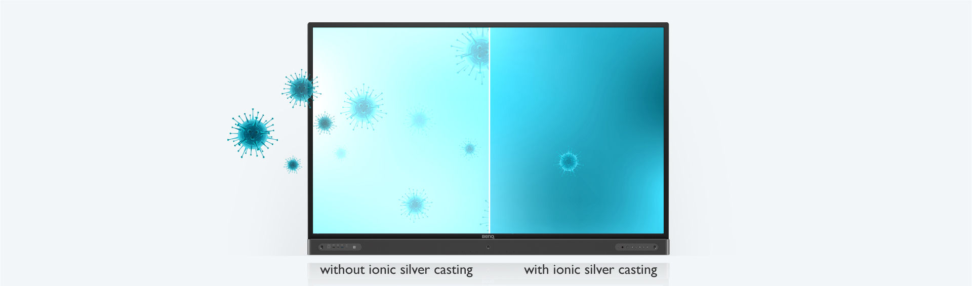 Effect of ionic silver coating on interactive display - with/without comparison