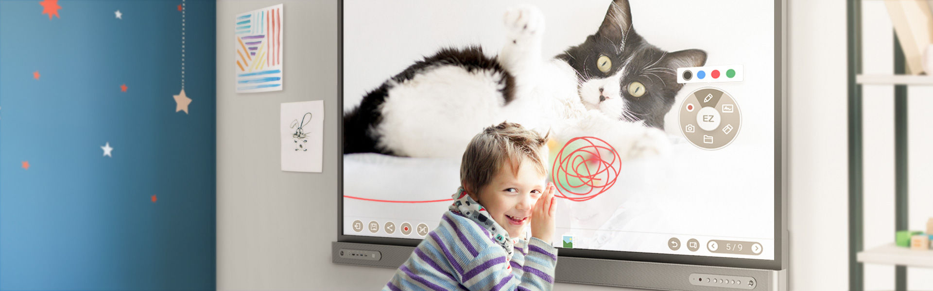 K-12 student using BenQ Interactive Flat Panel display in class