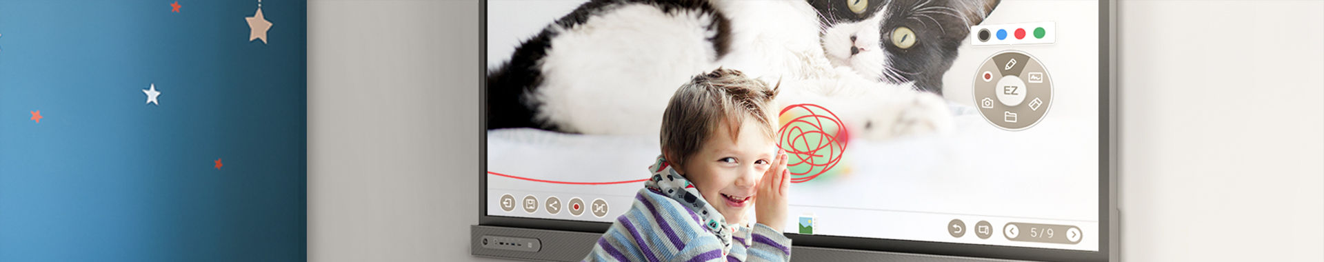 K-12 student using BenQ Interactive Flat Panel display in class