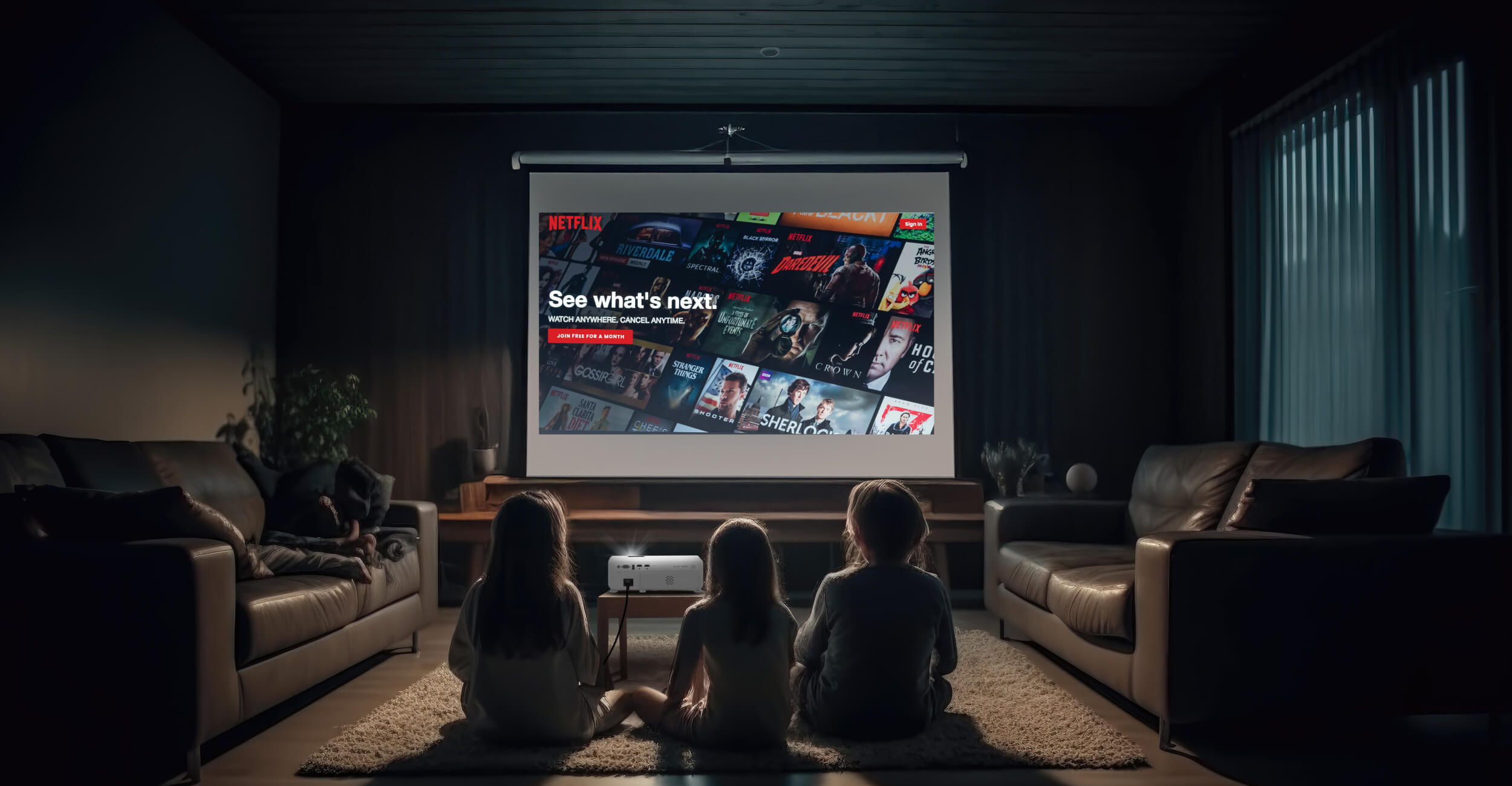 Netflix Serie mit Kurzdistanz Beamer sehen