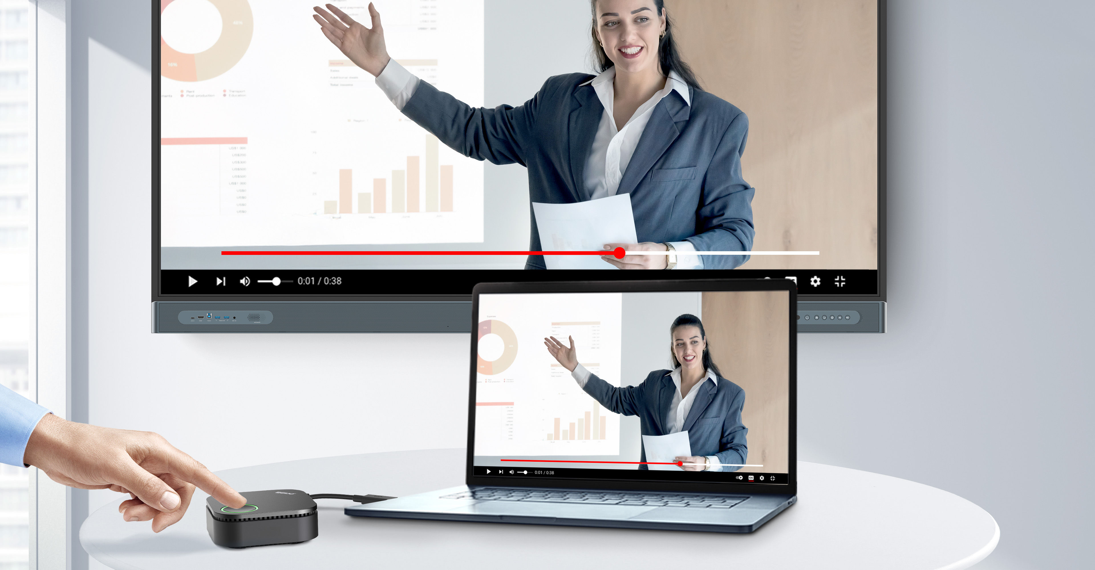 Wireless presentation with BenQ InstaShow system in the office