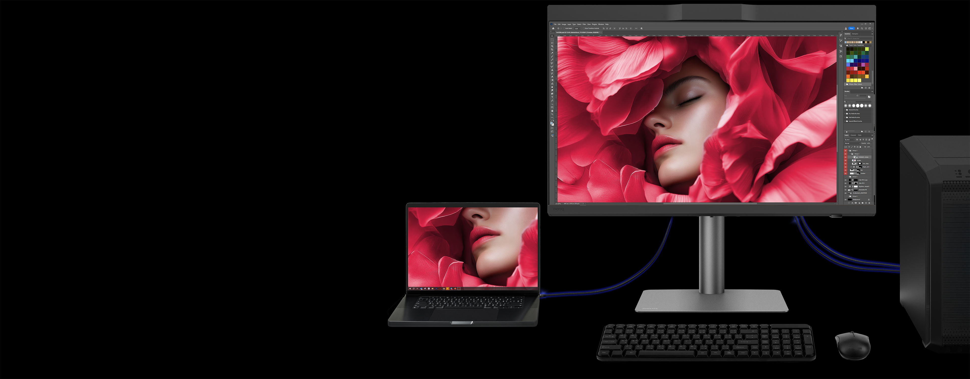 Onboard KVM for seamless Mac and PC control