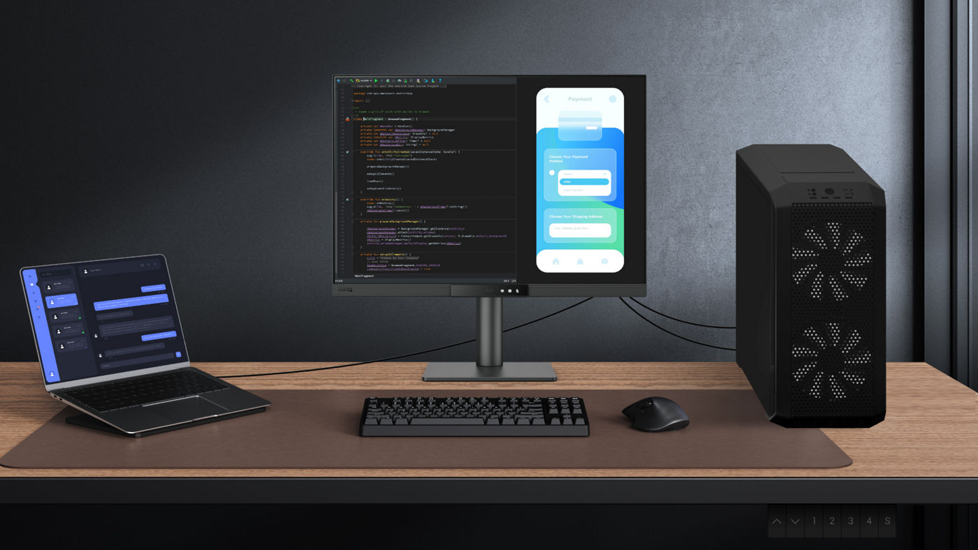 Maximum efficiency with BenQ RD280UG through unified integration with diverse devices and built-in KVM (keyboard, video, mouse) for seamless source switching.