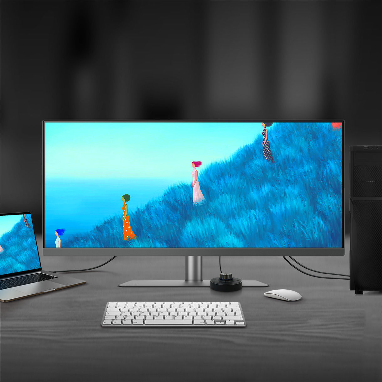 With built-in KVM (keyboard, video, mouse) switch functionality, BenQ PD3420Q allows users to control two systems from one keyboard and mouse set. Click to switch between systems via Hotkey Puck G2 to boost efficiency.