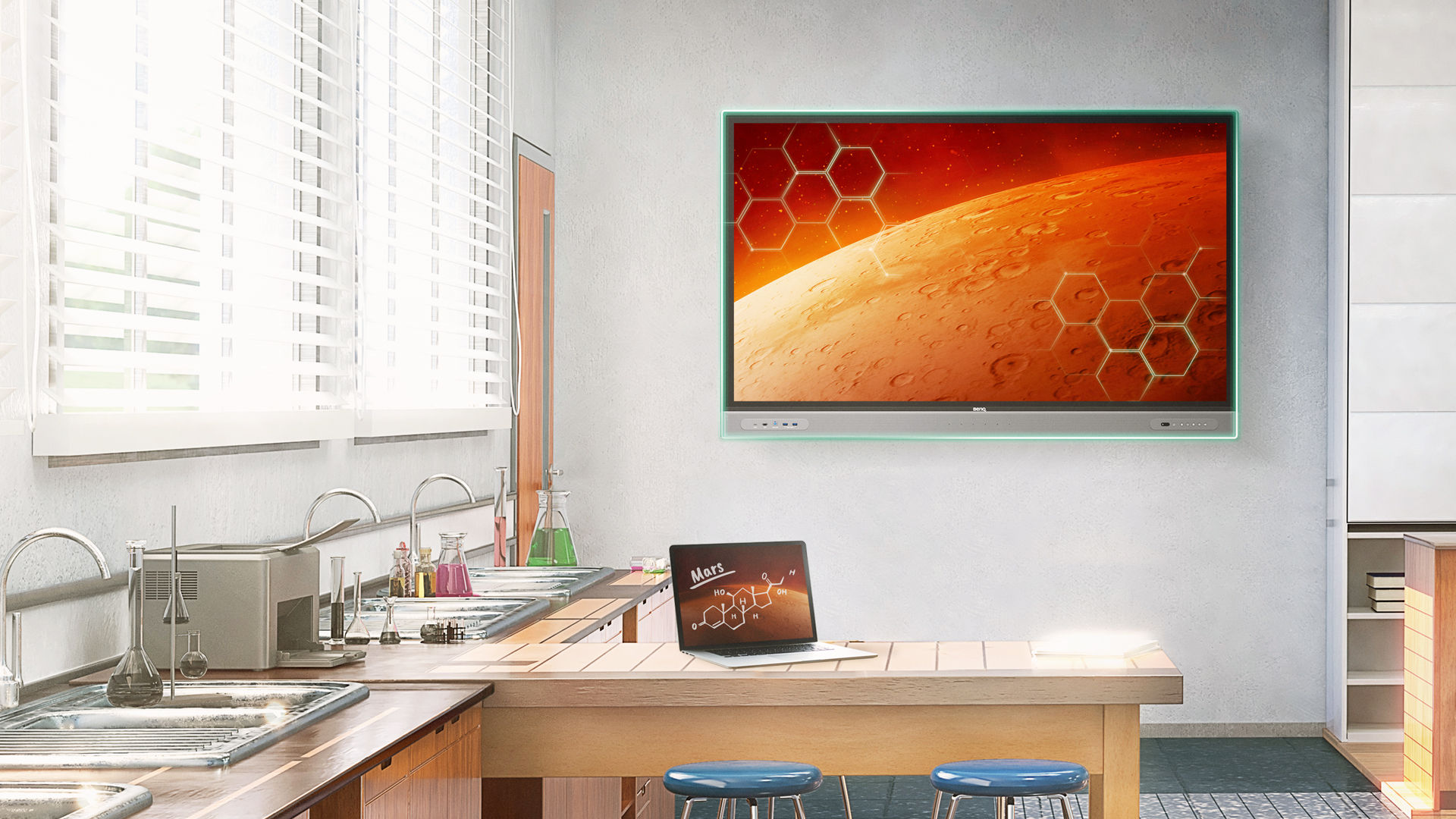 BenQ Master Board with germ-resistant honeycomb shield on screen