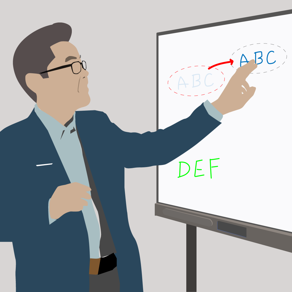 投げ縄ツールで文字の移動