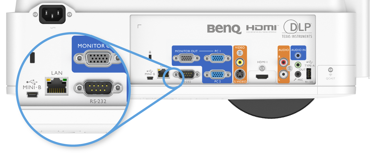 BenQ Zaměstnanci provádějící centralizovanou správu mohou vzdáleně ovládat několik projektorů prostřednictvím sítě LAN a současně aktualizovat jejich firmware. Kromě toho podporuje projektor LH820ST také rozhraní RS-232 zajišťující spolehlivé instalace na velké vzdálenosti (až 15 metrů), pokud není k dispozici infrastruktura LAN.