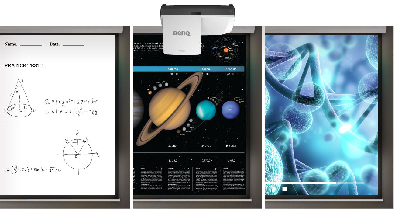 Díky využití BenQ profesionální technologie gradace barev je projektor LH856UST šitý na míru výukovým prezentacím s různým obsahem. Režim infografiky je vynikající pro detailní prezentaci textu a grafiky, protože používá sytější a živější barvy než standardní prezentační režim. Režim Vivid je určen pro maximální barevný výkon při video nebo obrazových prezentacích.