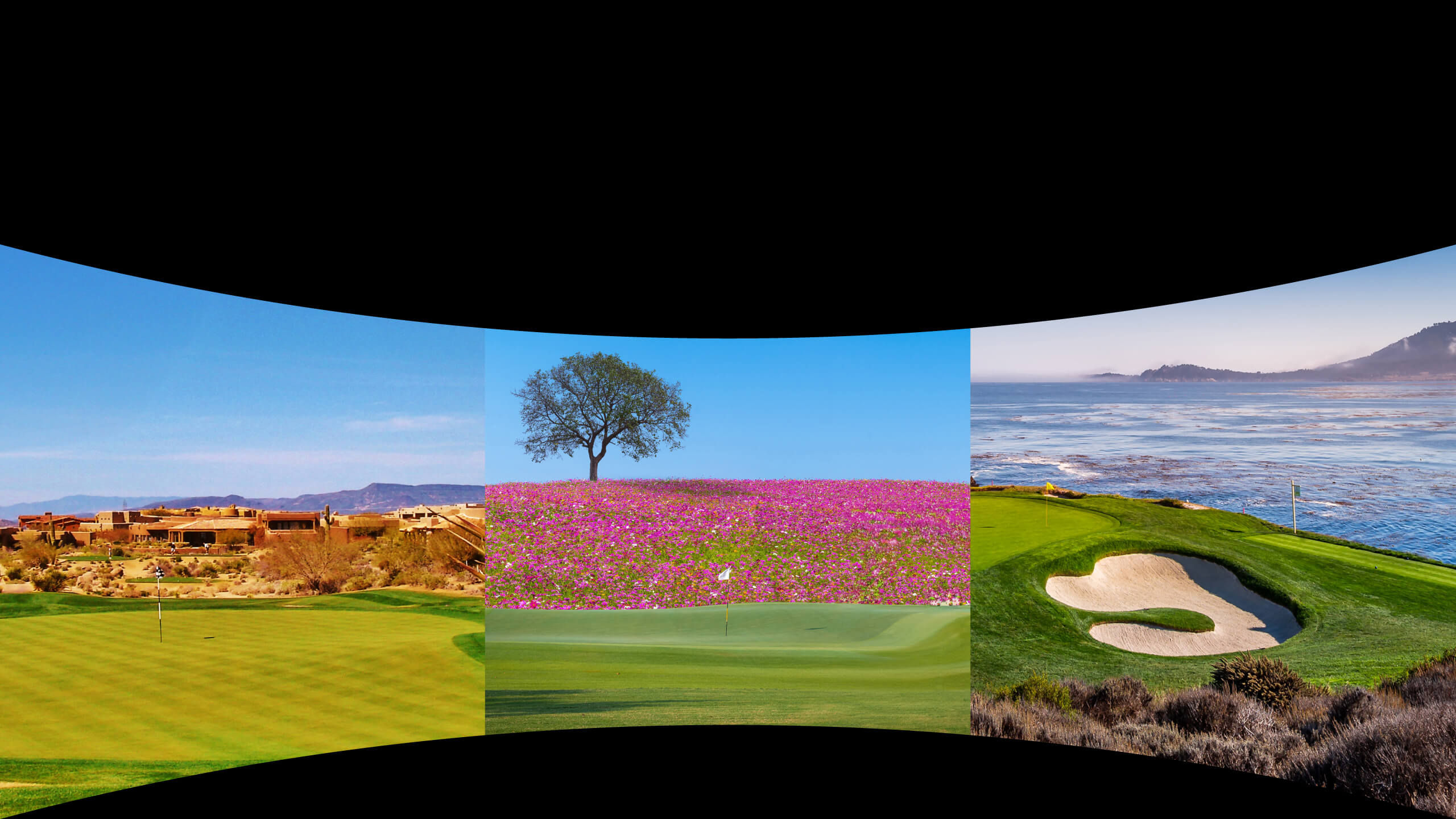 BenQ LK936ST 4K golf simulator projector showing realistic greens, fairways, and sky
