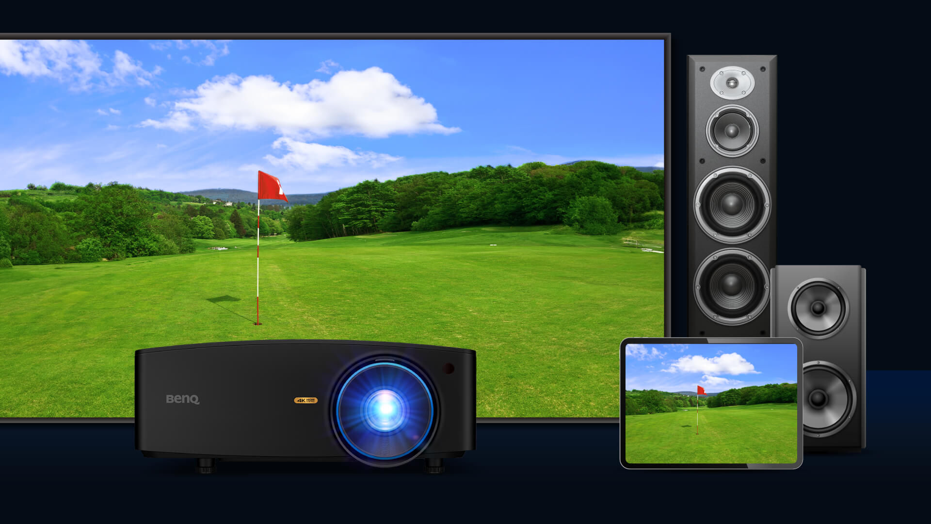 BenQ projector with HDMI eARC Dolby Atmos soundbar and smart AV connections