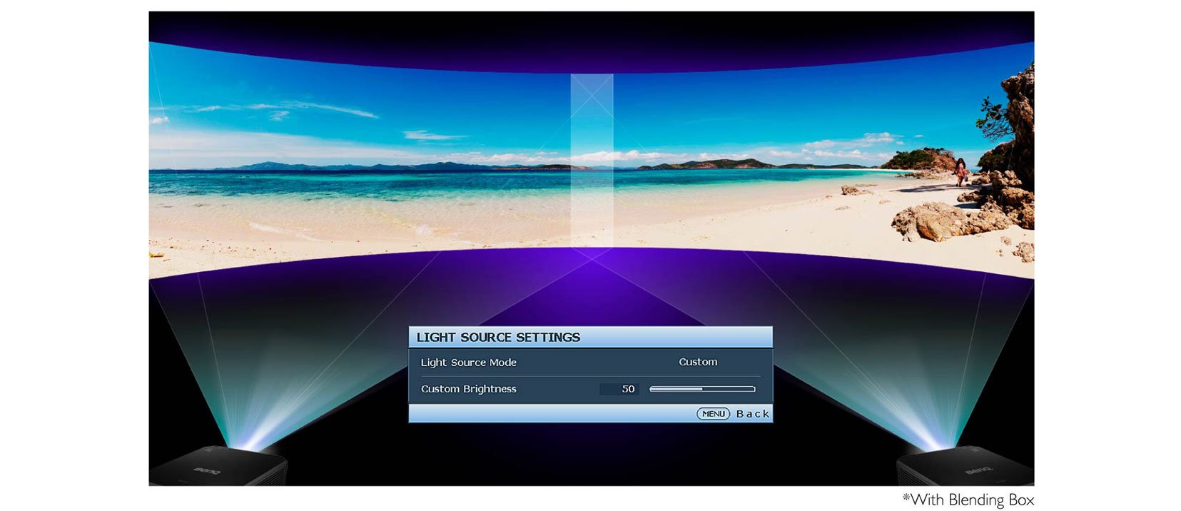 BenQ LK970 4K BlueCore Laser Projector's custom light mode ensures consistent brightness.