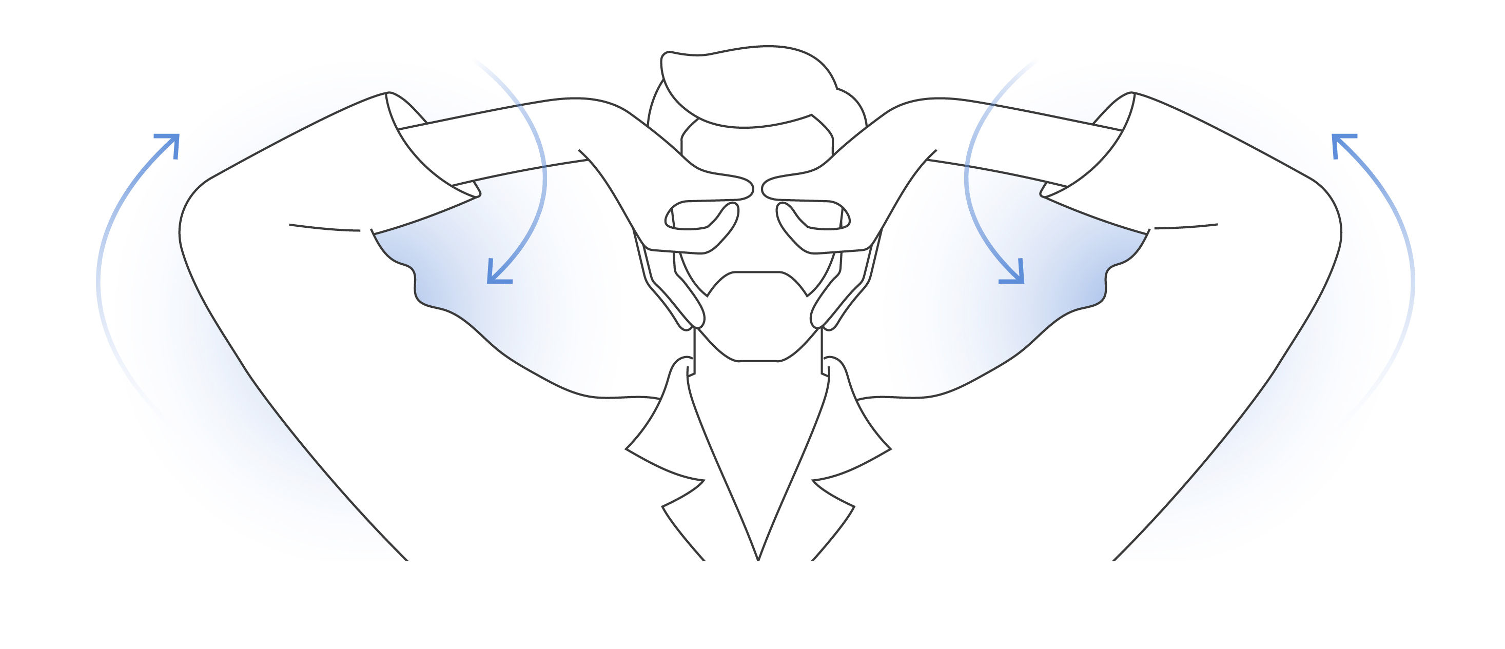 Illustration showing the ulnar nerve glide exercise with both arms raised and the hands forming an OK sign near the face.