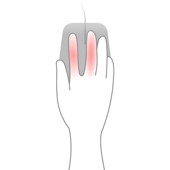 Illustration highlighting the fingers as the main affected area from repetitive mouse clicking.