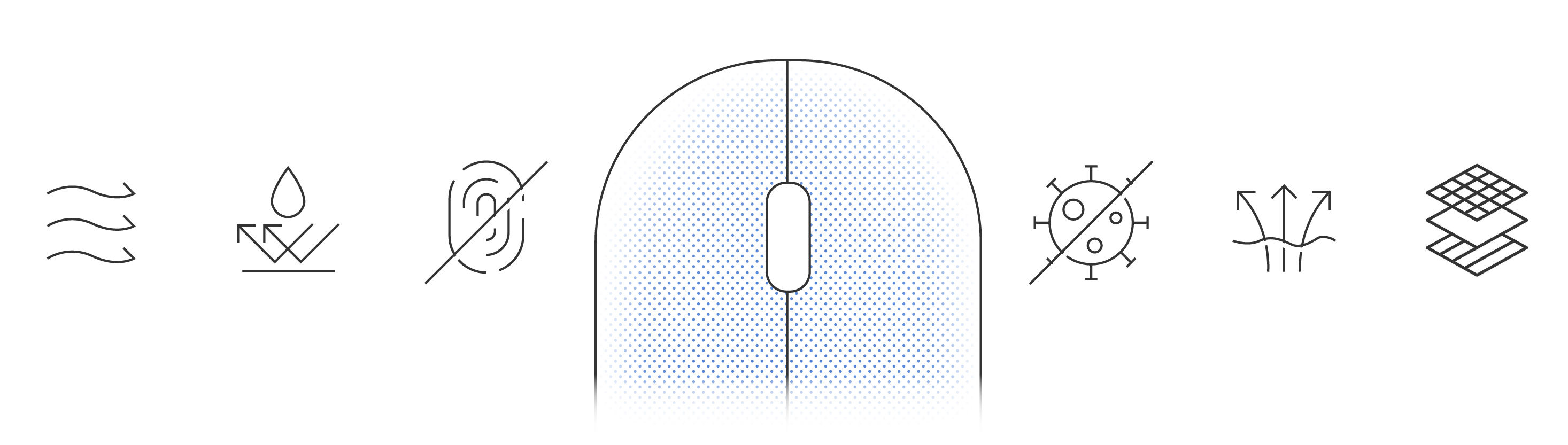 Illustration showing how mouse materials and surface textures influence grip comfort during long periods of use.