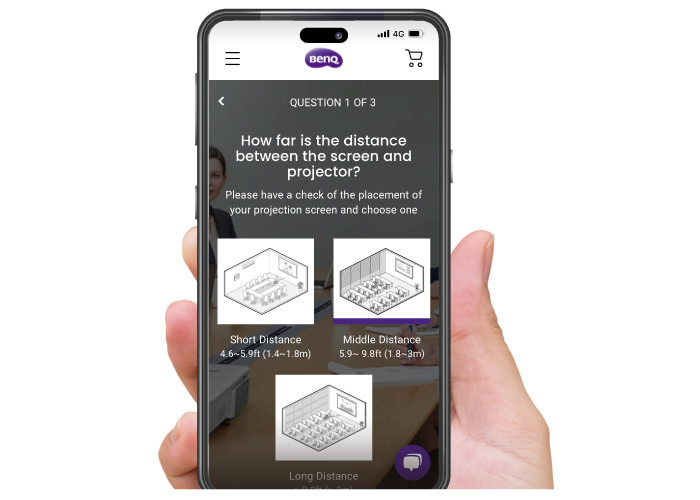 BenQ Projector Finder tool helps you find the right projector within a few questions
