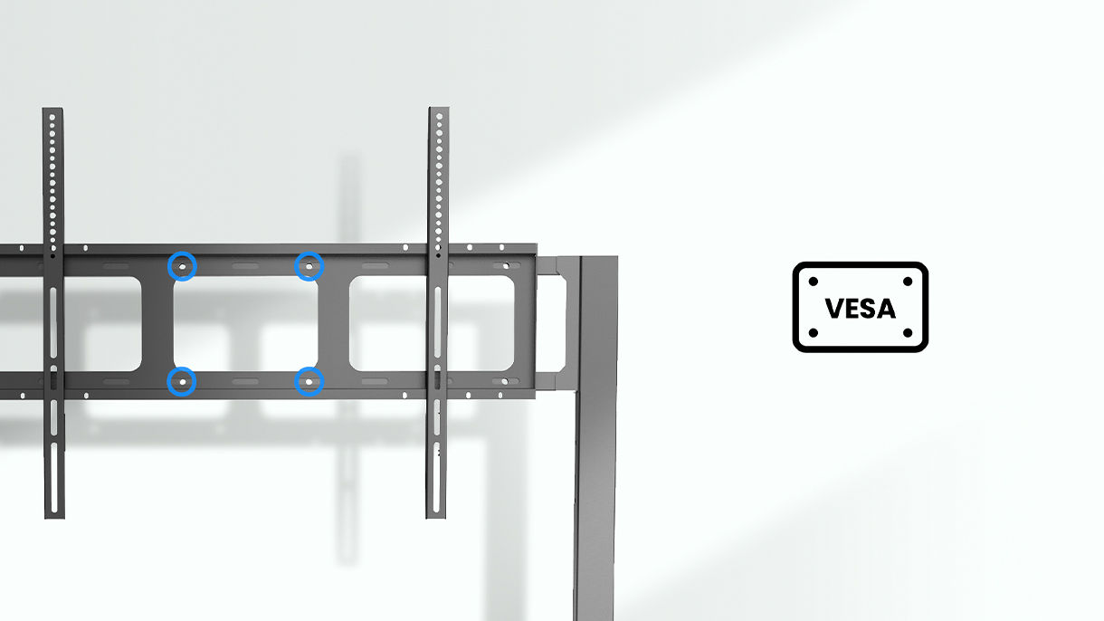 Mount on stand with VESA logo on the side