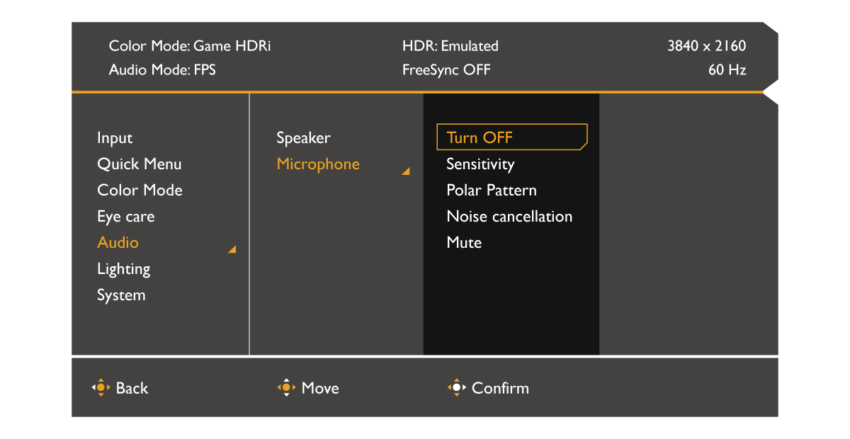 Enter OSD and turn on the mic manually