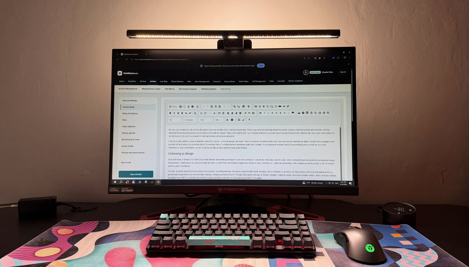 BenQ ScreenBar Halo 2 Review: Soluția premium pentru un iluminat sănătos la birou, poți spune adio ochi obosiți