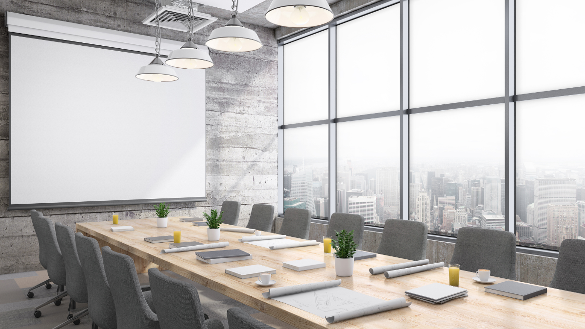 State-of-the-art projector technology in a modern workplace setting, showcasing advanced features for dynamic presentations and collaborative meetings in 2024