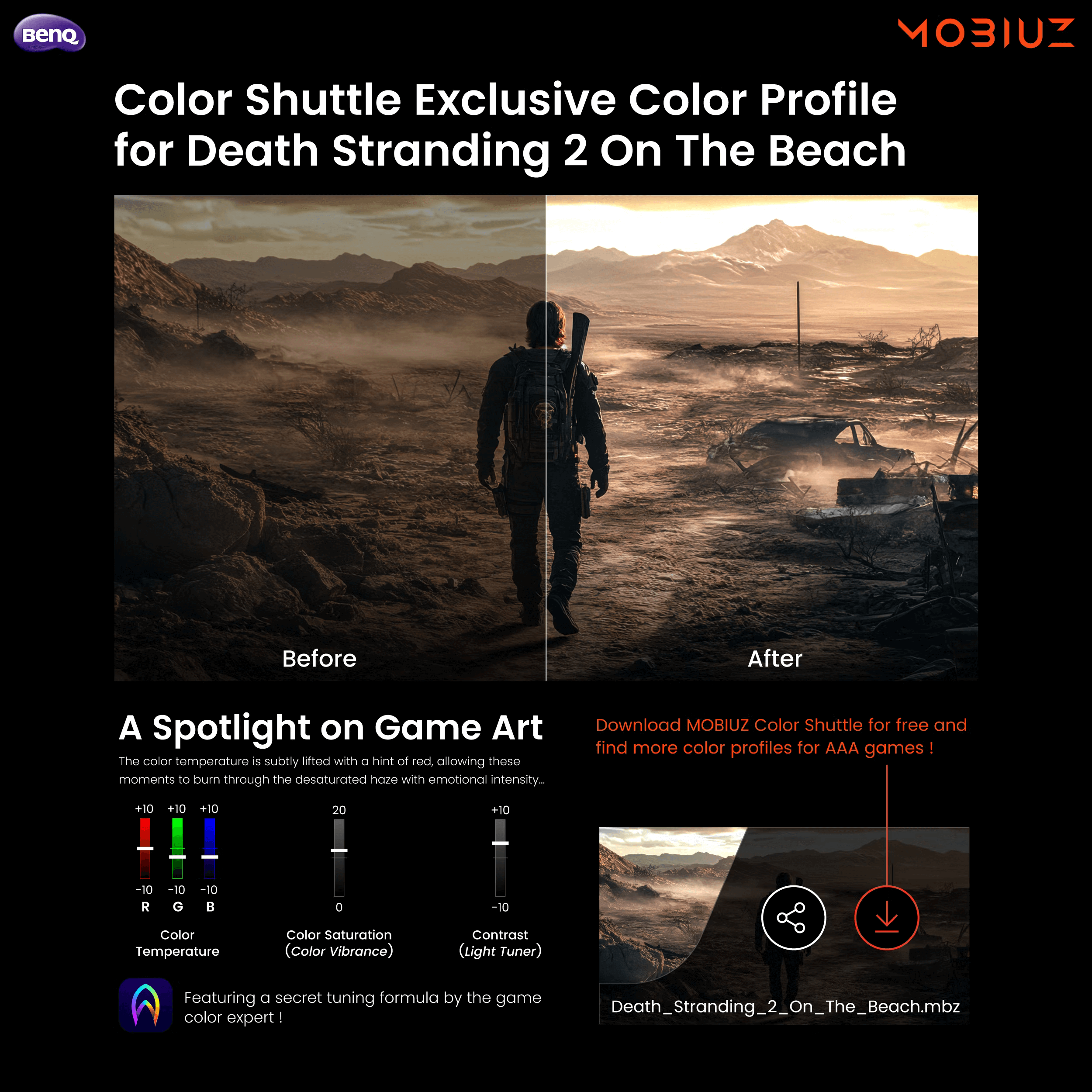 使用 MOBIUZ Color Shuttle 探索專為 3A 大作設計的出色遊戲色彩數值
