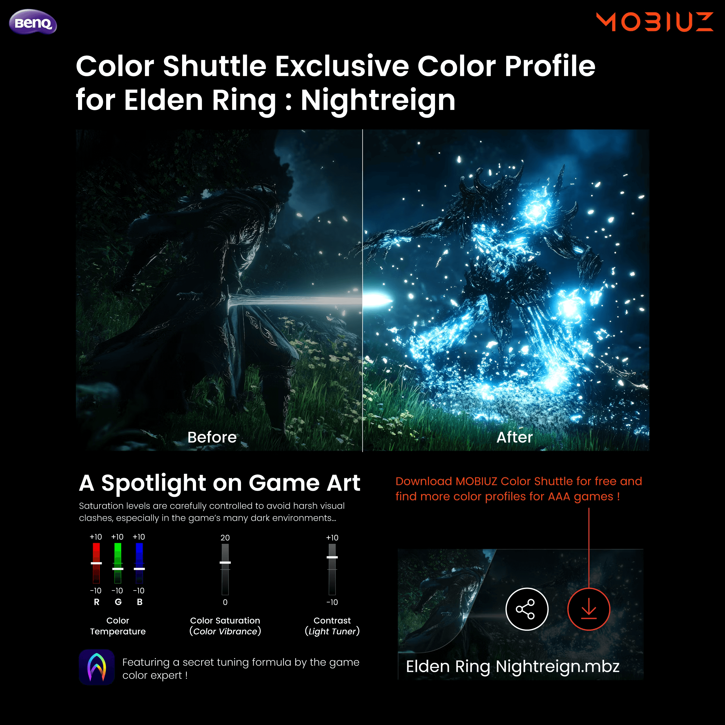 使用 MOBIUZ Color Shuttle 探索專為 3A 大作設計的出色遊戲色彩數值