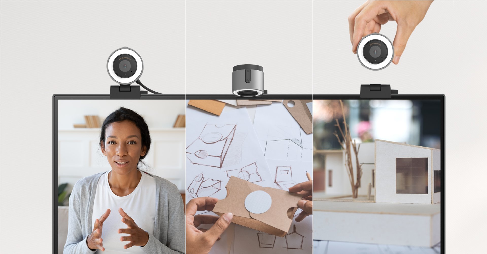 BenQ ideaCam is a versatile webcam that offers portrait, desk view, and handheld modes, seamlessly switching from webcam to document camera in just a second. It simplifies presenting materials on your desktop, making it easy and convenient.