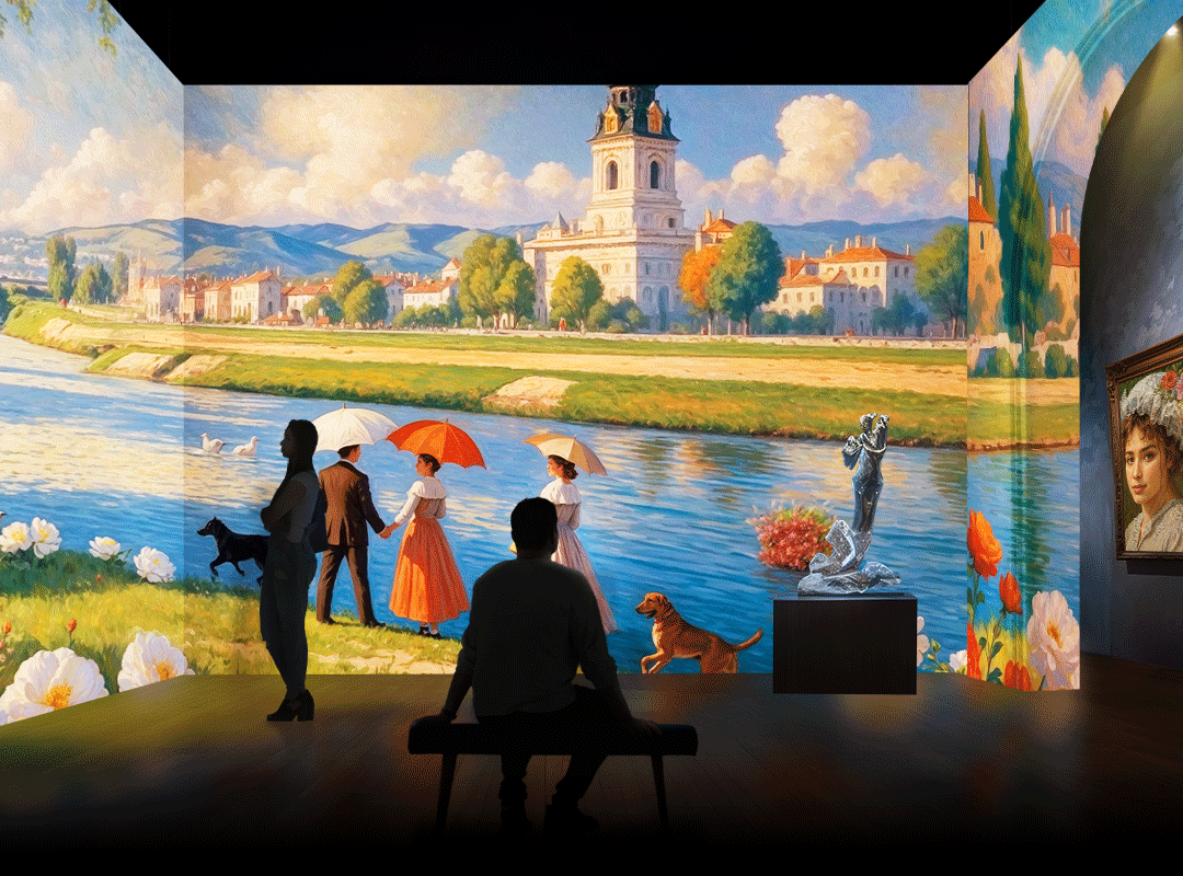 BenQ LK936ST 4K golf simulator projector showing realistic greens, fairways, and sky