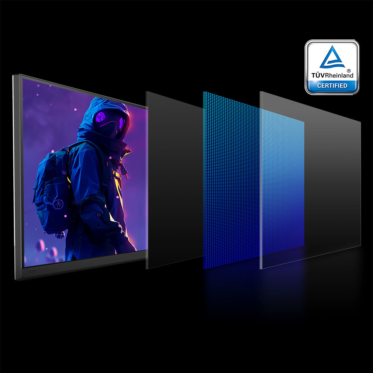 BenQ Nano Matte Panel diffuses ambient light, ensuring color accuracy and contrast while reducing glare