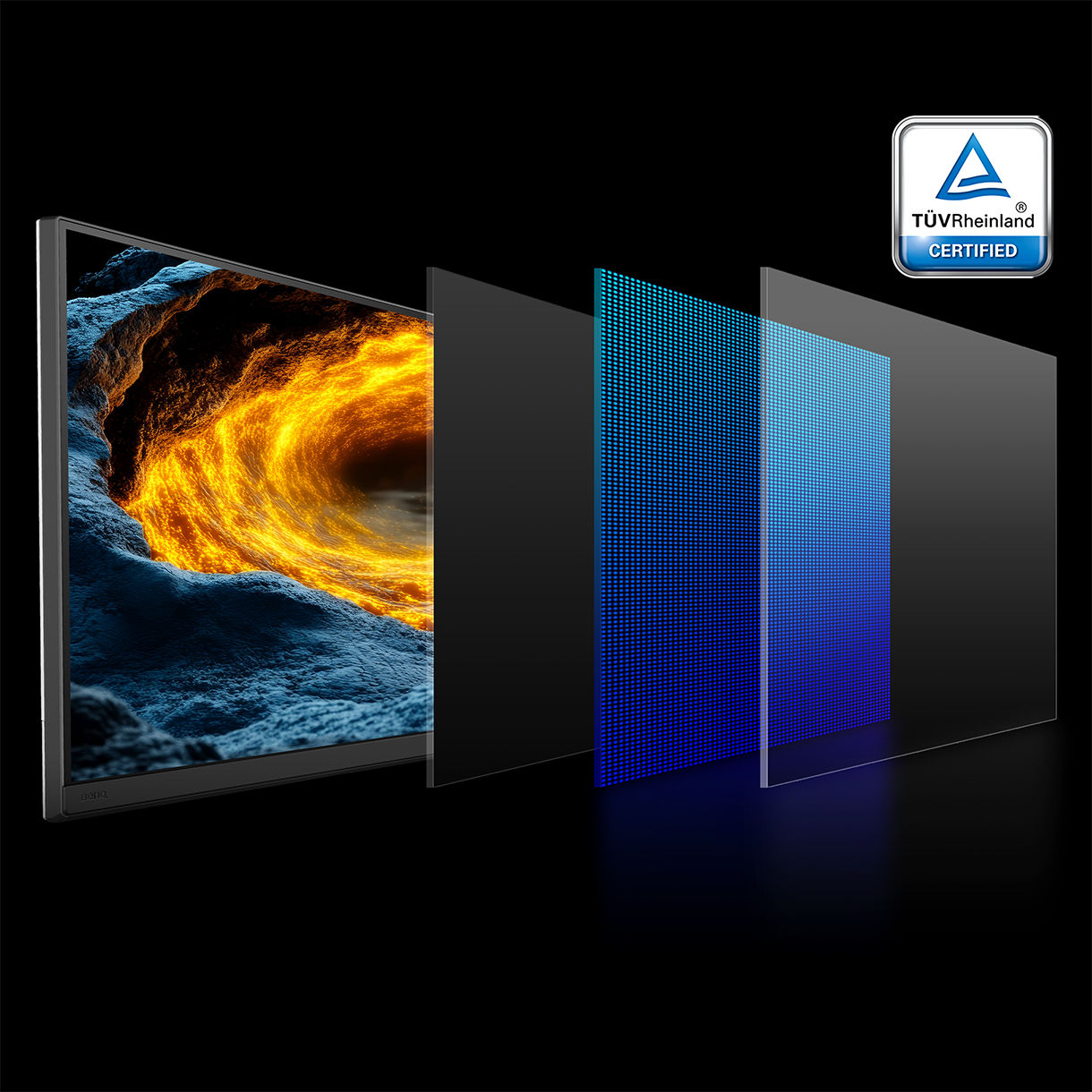 BenQ Nano Matte Panel diffuses ambient light, ensuring color accuracy and contrast while reducing glare