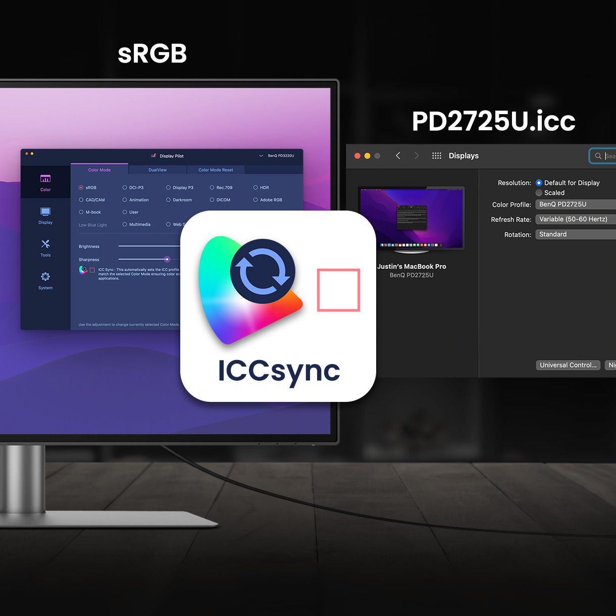 BenQ ICCsync yalnızca önceden kalibre edilmiş ICC profillerini doğrudan Mac'inize yüklemekle kalmaz. Tüm yorucu ayarlardan arınmış olan BenQ Display Pilot ile tek bir adım her şeyi halleder.