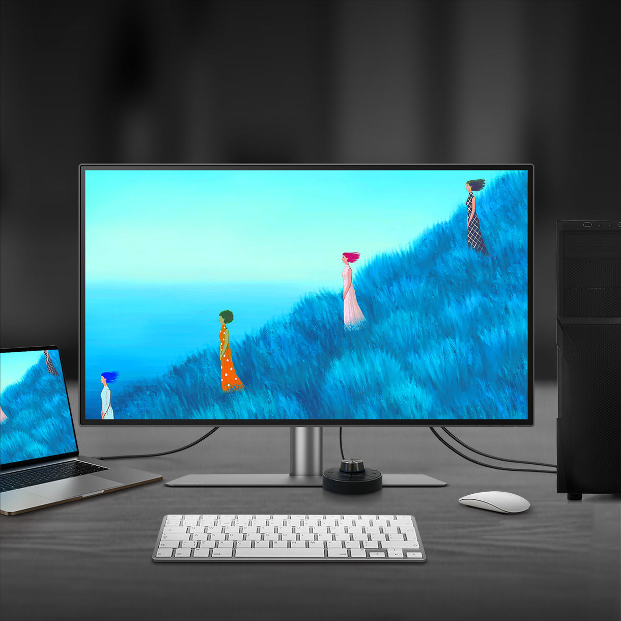 With built-in KVM (keyboard, video, mouse) switch functionality, BenQ PD2725U allows users to control two systems from one keyboard and mouse set. Click to switch between systems via Hotkey Puck G2 to boost efficiency.