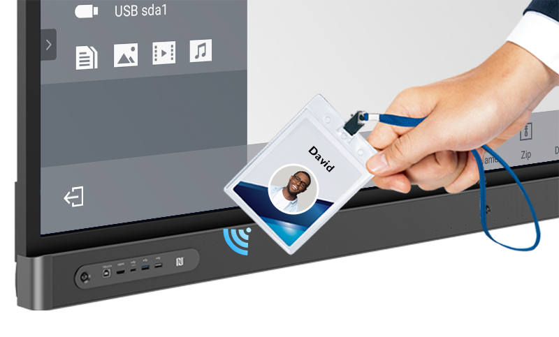 BenQ Boards offer a privacy-first way to log in and access your personal settings and cloud storage. With a single tap of an NFC card