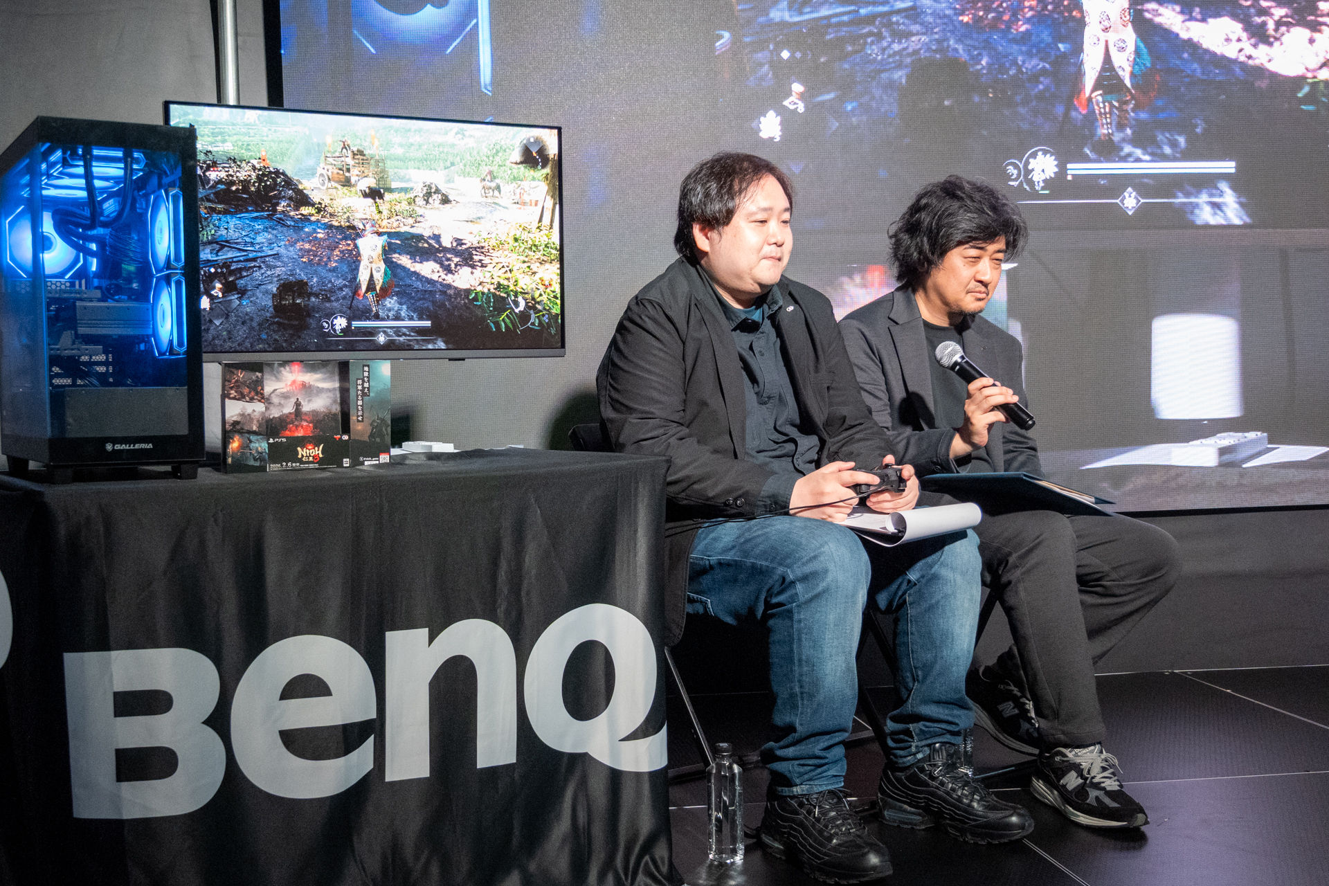 Kensaku Tabuchi, Art Director of Nioh 3 (left), and Fumihiko Yasuda, General Producer (right)