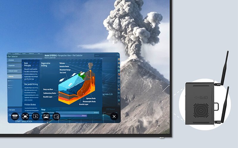 TEY21-i7 OPS slot-in PC is preloaded with Windows 10 Pro, allowing you to use both Android and Windows systems on your interactive smart board simultaneously. 