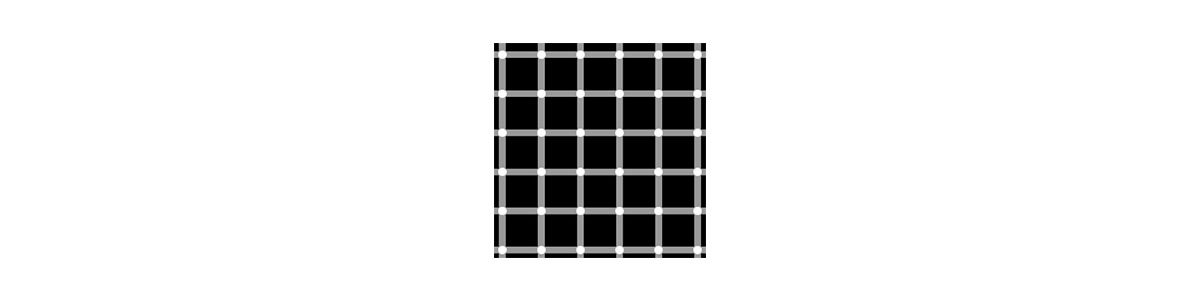 Optische illusie: je ziet kleine zwarte puntjes die niet zichtbaar zijn op de foto.
