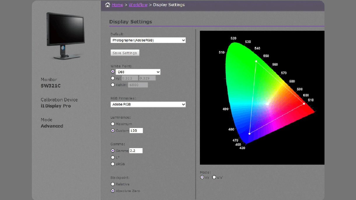benq palette master element professionele kleurkalibratie is compleet met aangepaste RGB-primaire instellingen voor meer verfijnde aanpassingen.