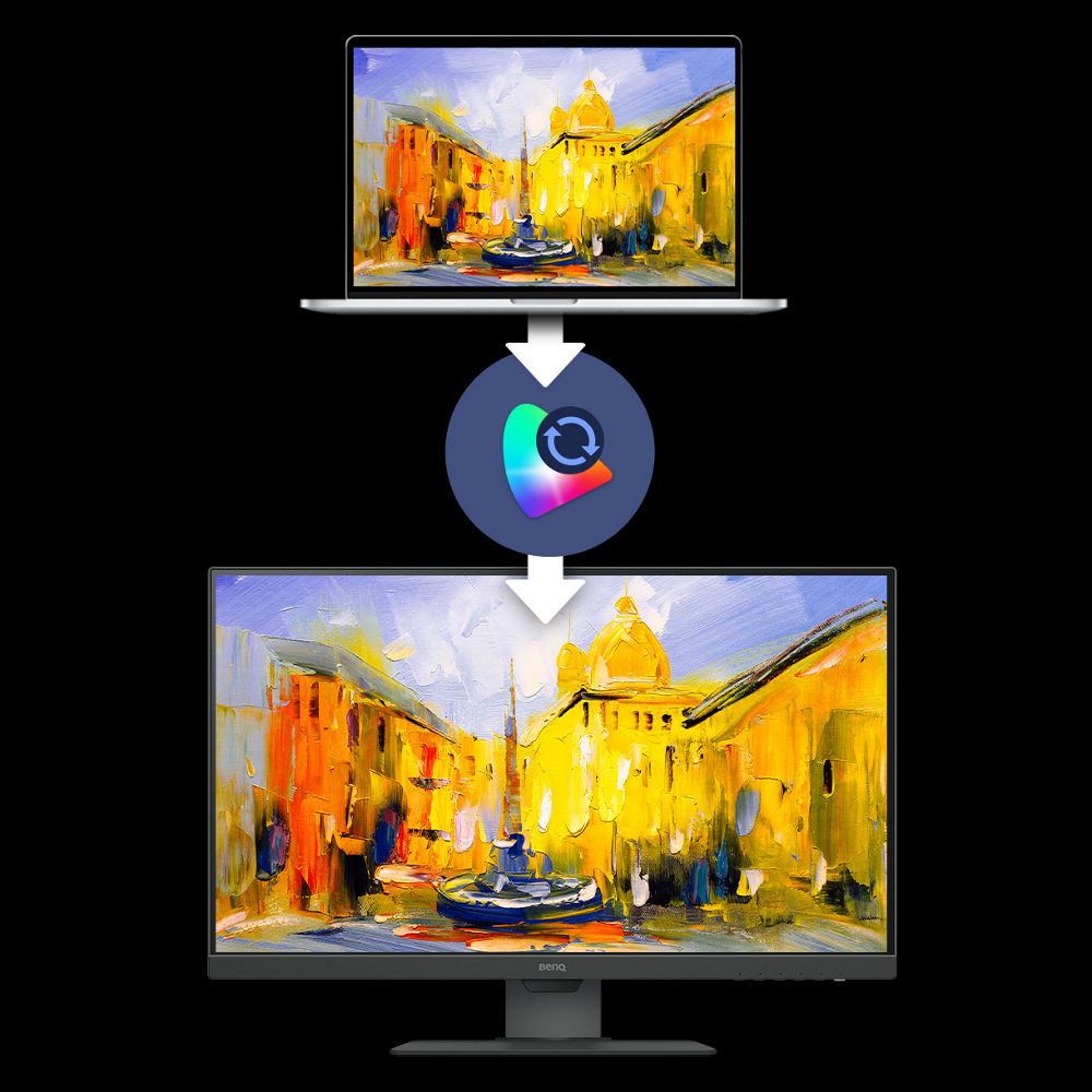 ICCsync allows an instant color mode adjustment. Control it through BenQ Display Pilot software or the monitor itself. 