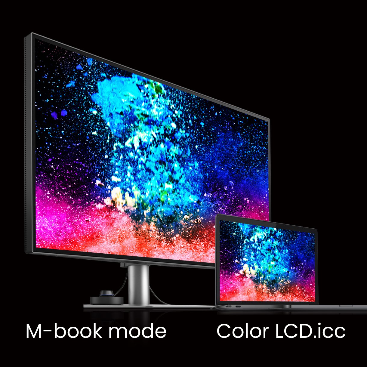 BenQ PD models ship from the factory with default color settings that perfectly match Mac® and MacBook® Pro laptop colors and BenQ exclusive M-Book mode on the PD3220U provides active color syncing between Macs and the monitor while you work.
