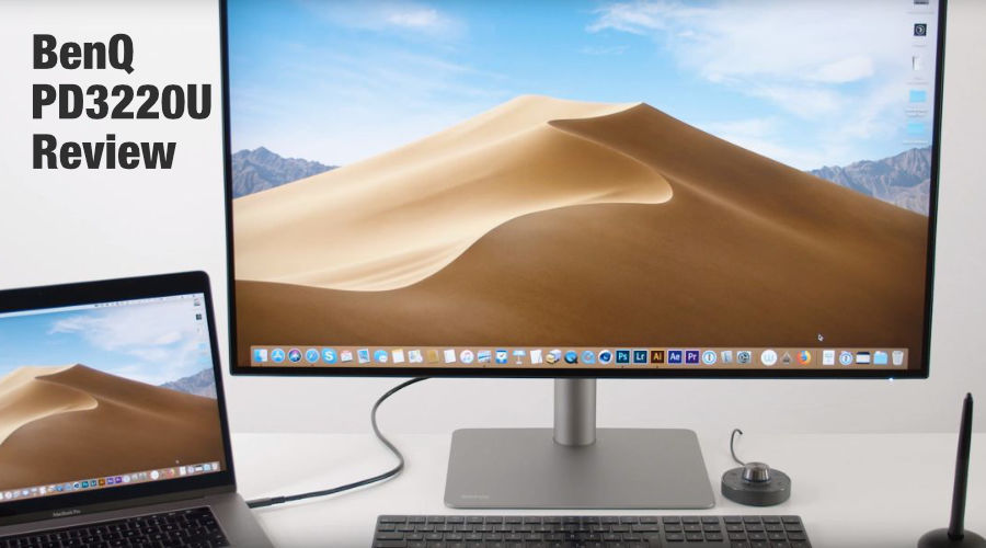 BenQ PD3200U and Macbook side by side