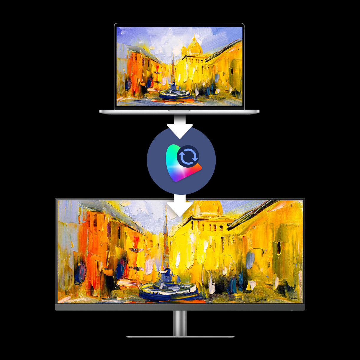 ICCsync allows an instant color mode adjustment. Control it through BenQ Display Pilot software or the monitor itself. 