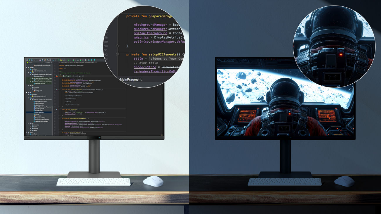 BenQ RD270Q features high-contrast performance with multi-layered High Pixel Contrast Technology. Static and dynamic contrast tuning, combined with Local Contrast Optimization, reveal fine details and enhanced dark-area clarity, for your IDE, movies, or games after work.