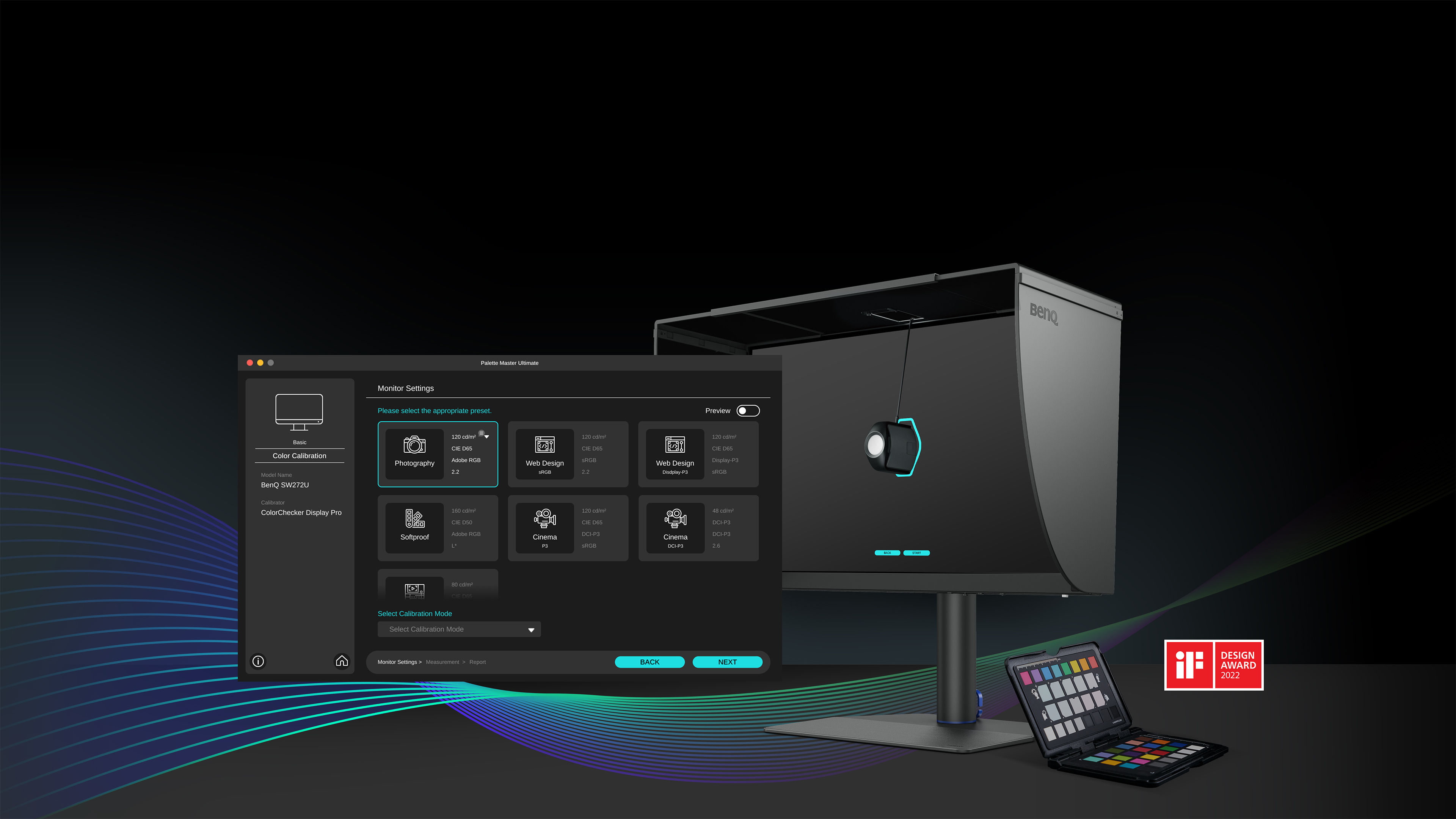 BenQ Exclusive software Palette Master Ultimate for monitor calibration and convenient color management