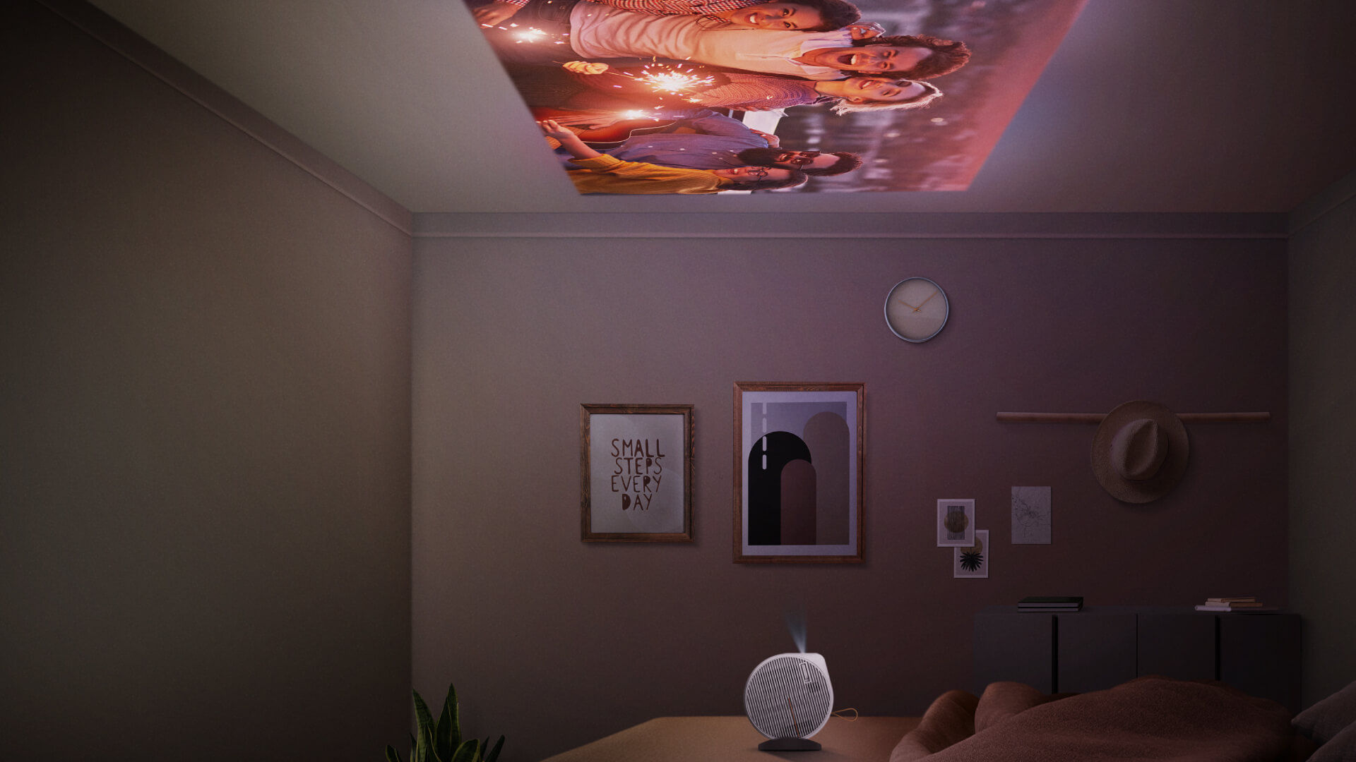 BenQ GV11 with free angle projection for ceiling projection