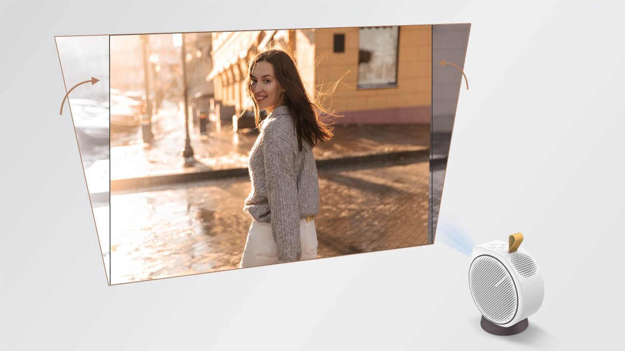 The BenQ GV30 portable projector features Auto Vertical Keystone to adjust for squared images.
