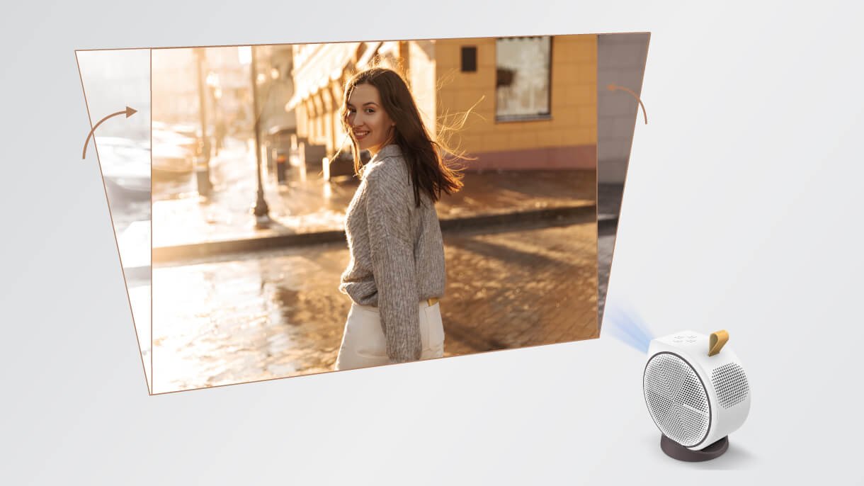 BenQ GV31 portable projector features auto vertical keystone to adjust images into perfect square. 