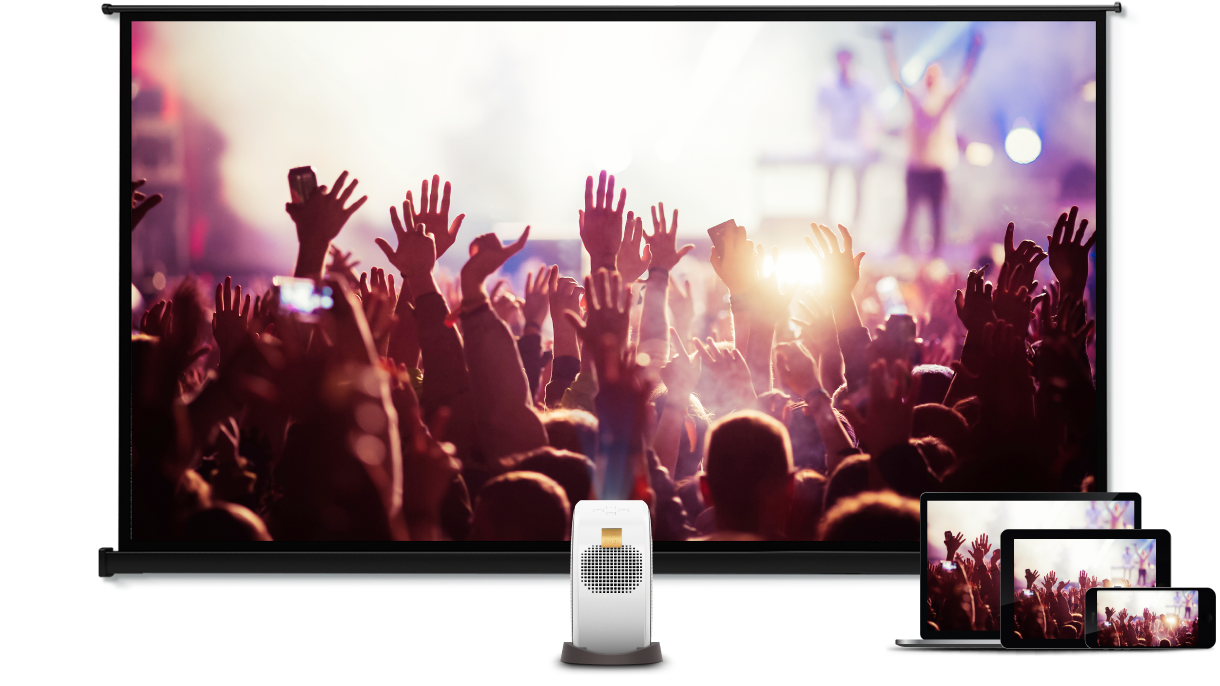 Projektorius GV31 veikia su beveik visais transliacijos įrenginiais, be to, jame palaikomos „Apple AirPlay“ ir „Google Chromecast“ funkcijos , todėl galite be jokio vargo transliuoti turinį iš savo telefono ar planšetinio kompiuterio!