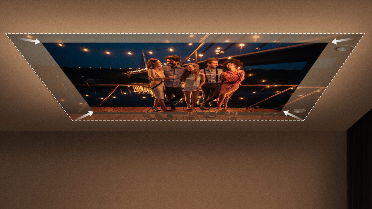 GV50 portable ceiling projector with digital zoom to easily resize the image