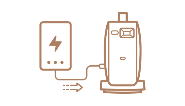 GV50 being charged from a USB-C power bank support