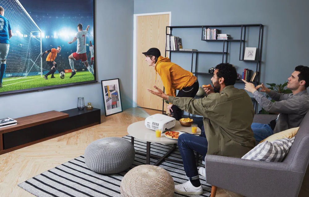 Sports and movie projector for playing games, binge watching and streaming your favourite shows.