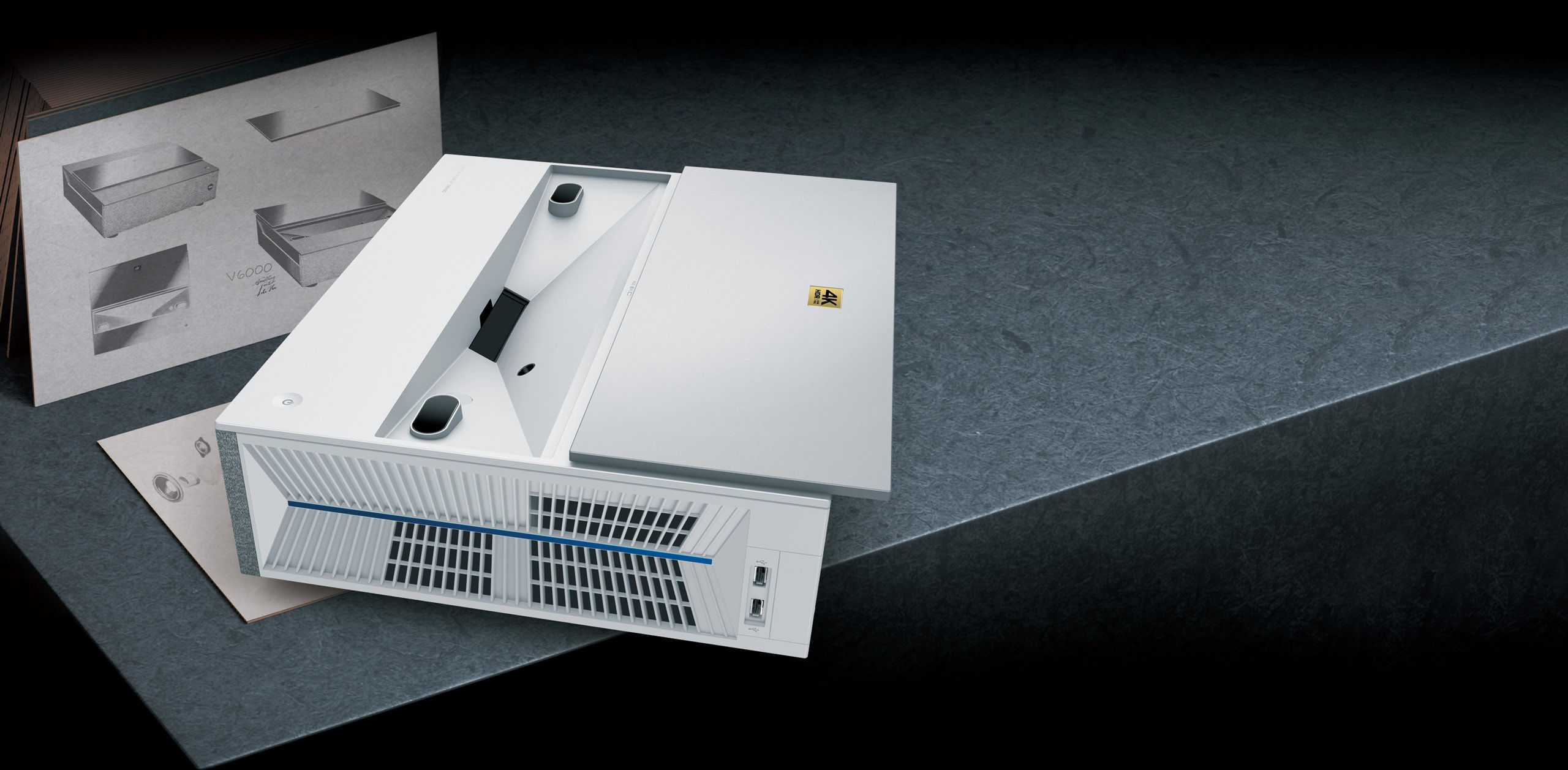 雷射電視 V6000 榮獲德國 iF 產品設計獎，秉持著「簡約不是把雜亂藏起來，而是把複雜變簡單」，同時考量每樣物件、每項紋理、每個質感均能平衡存在，讓整體視覺經得起考驗。